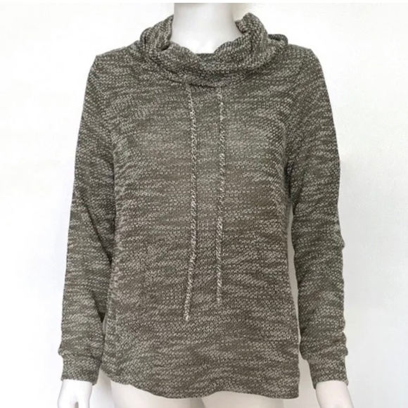 Loveappella Evie Draw String Funnel/Cow Neck Sweatshirt with Drawstring, Size S - Picture 2 of 7